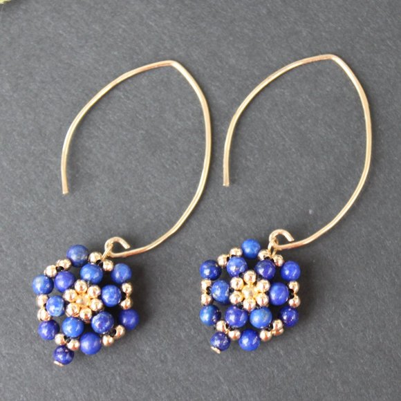 Lapis Lazuli and 14kt Gold Filled Dangle Earrings - Picture 4 of 16